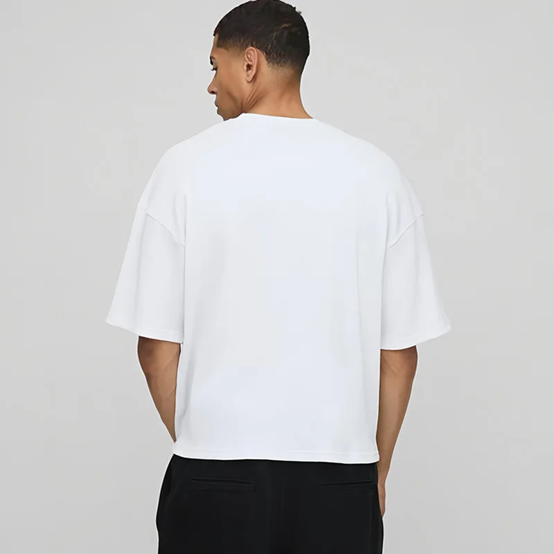 240GSM Heavyweight 100% Cotton T-Shirt Muscle Men's Boxy Fit Short Sleeve Tee Summer Streetwear Customized Print Basic Top - Image 2