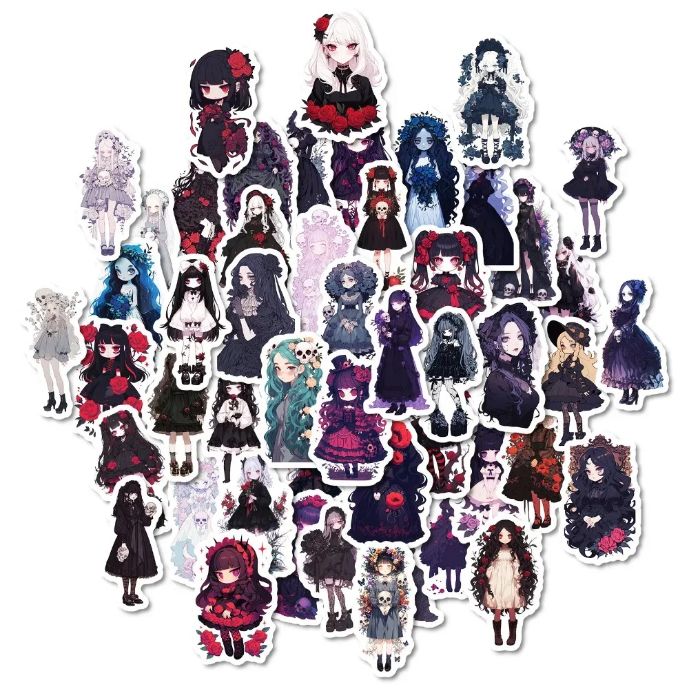 50pcs Aesthetic Gothic Lolita Stickers Graffiti Decorate Desktop Skateboards Bicycles Motorcycle Helmets Refrigerators Suitcases