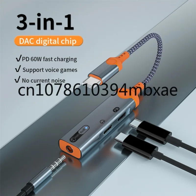 3 in 1 type c to 3.5mm audio adapter With PD 60w charging Headphone jack adapter audio adapter for iphone15 Huawei