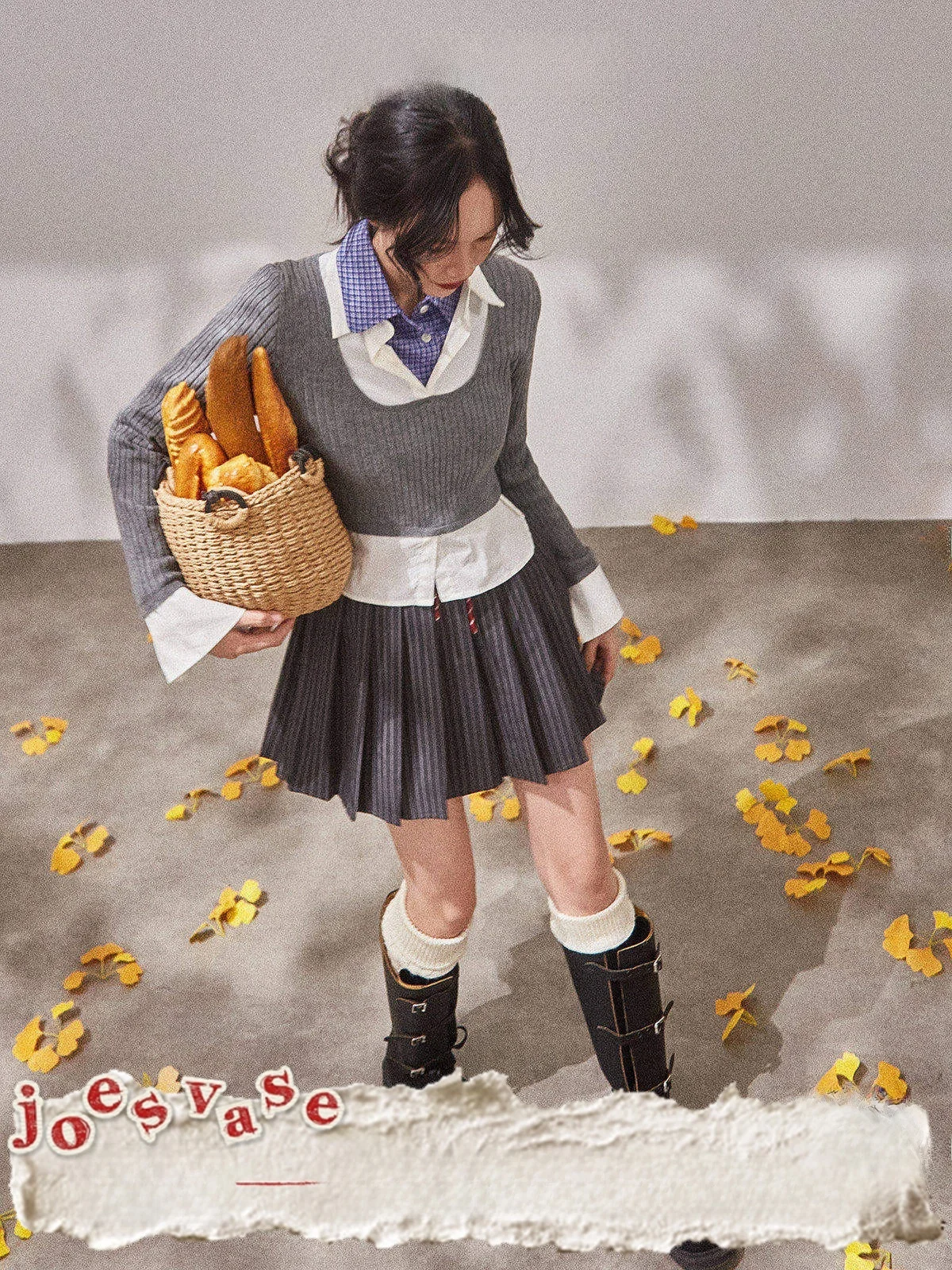 

Юбка А-силуэта в полоску, универсальная модель с высокой талией, плиссированная, в студенческом стиле, от Yu HuaZun CIWALK, ручная работа, термообработка