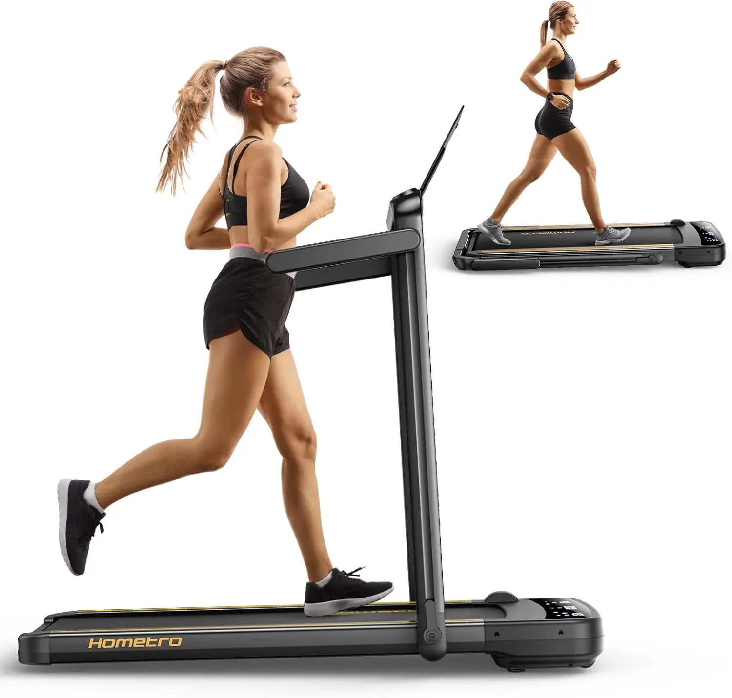 

Foldable Compact Treadmill,2 in 1 Walking Pad & Jogging Machine for Home/Office,Dual LED Touch Screens Folding Under Desk