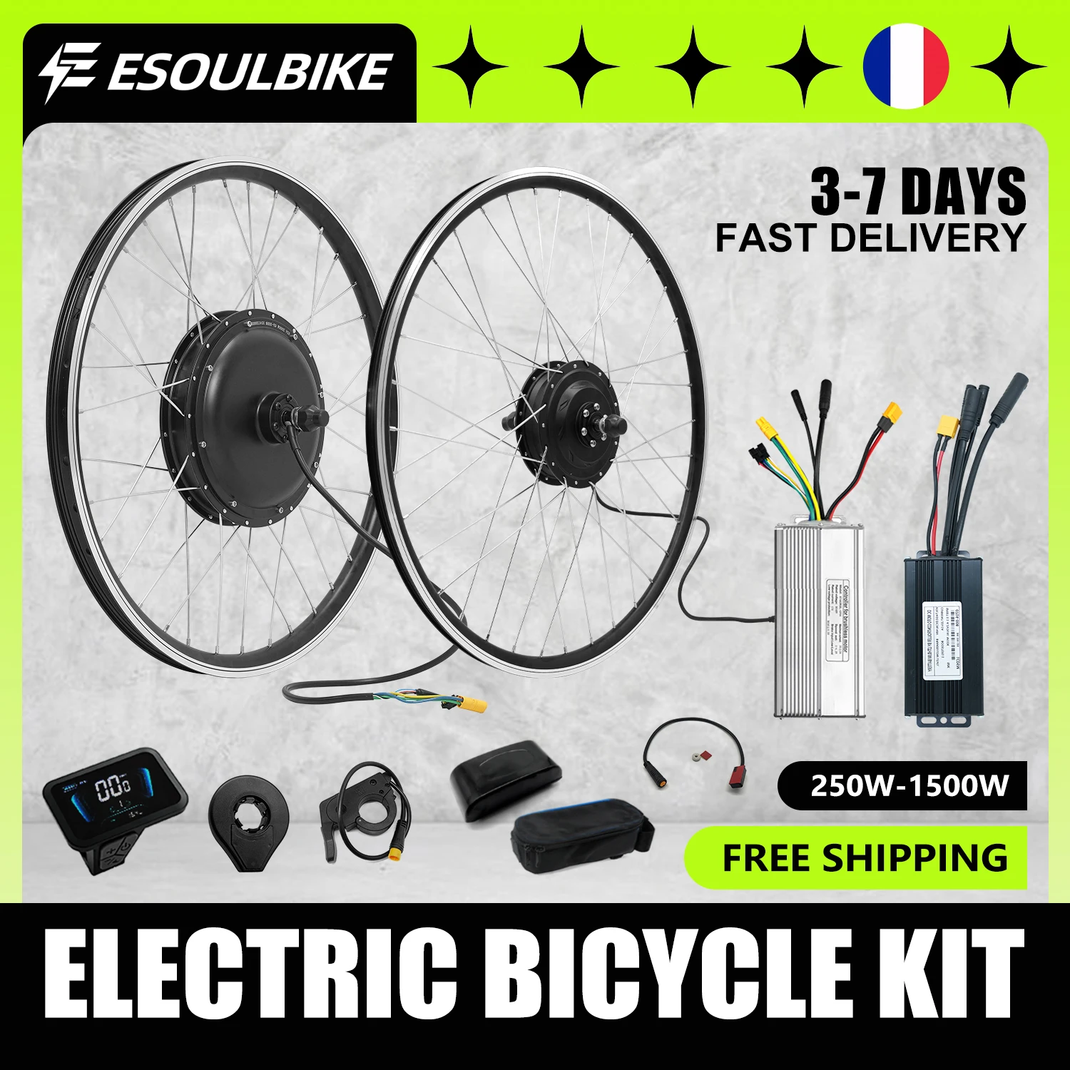 ESOULBIKE eBike Conversion Kit 48V 1500W 1000W 36V 250W 500W Front Rear Wheel Hub Motor 26-29inch 700C Electric Bicycle kit