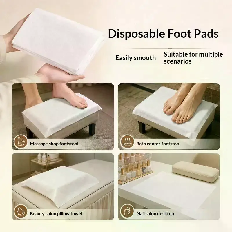 100Pcs Disposable Woven Fabric Pillow Towel – Soft, Skin-friendly, Hygienic, Convenient For Beauty Salons And Foot Spas.