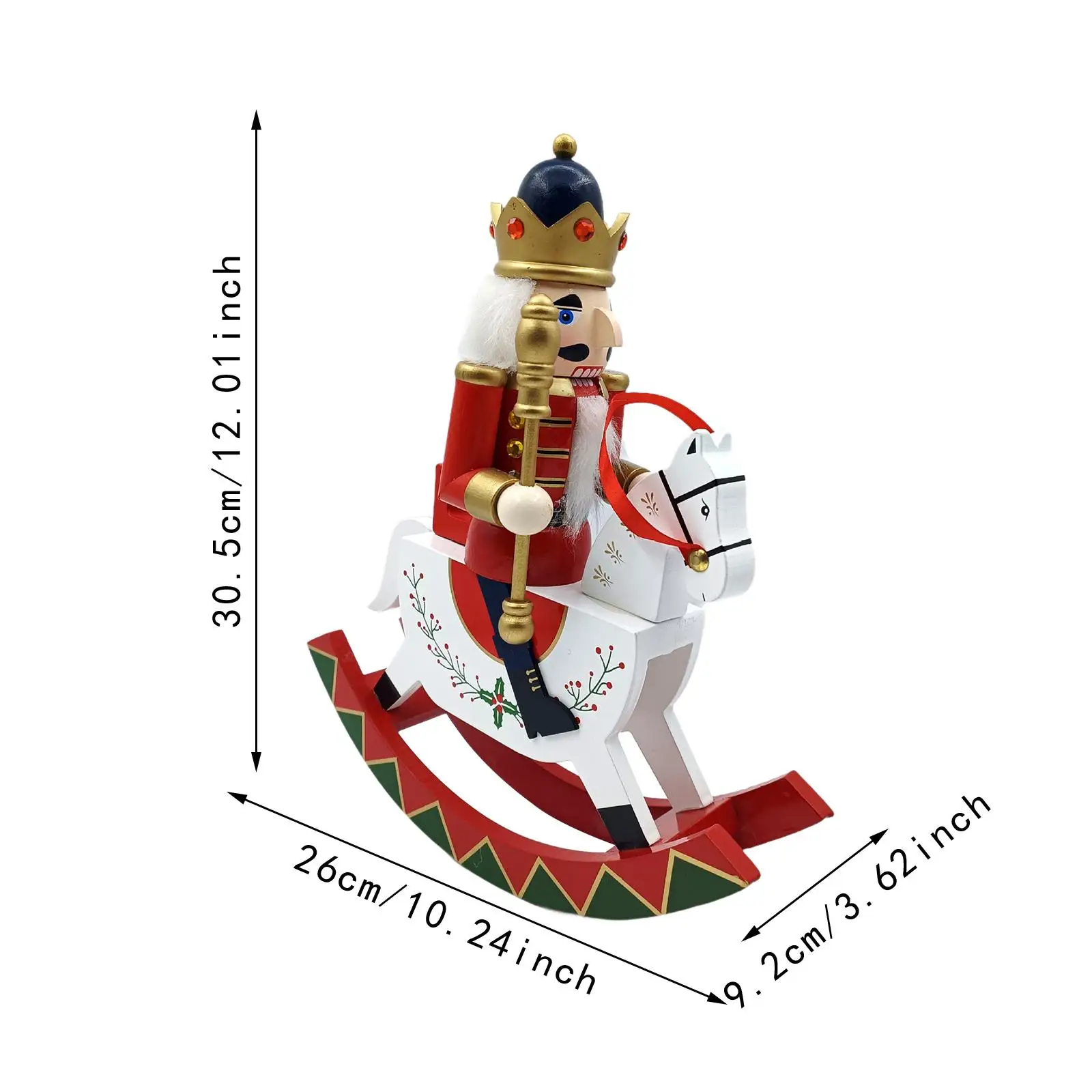 Traditional Wooden Nutcracker Ornament Wooden Rocking Horse Xmas Gift Desk Christmas Decor Bedroom Shelf Birthday Festival