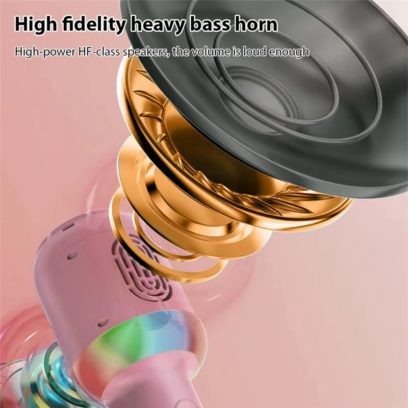 B92B-Karaoke Microphone Speaker Portable Handheld Karaoke Microphone Noise Reduction LED Lights Wireless BT Microphone For Home