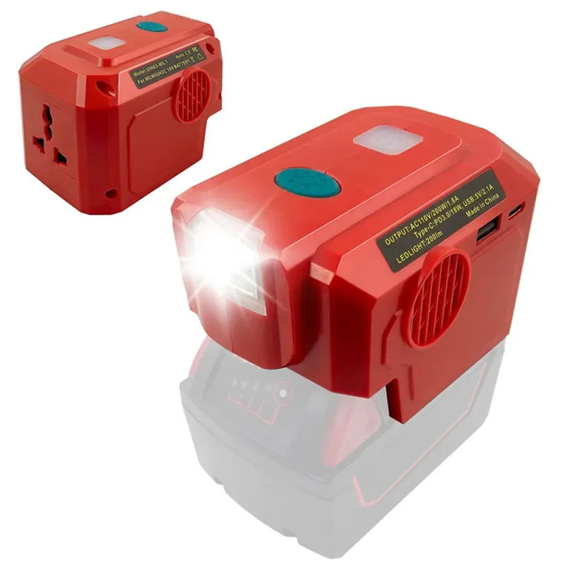 

200W Power Inverter Outdoor Generators for Milwaukee 18V Battery DC to AC 110V Portable Power Station Charger Adapter