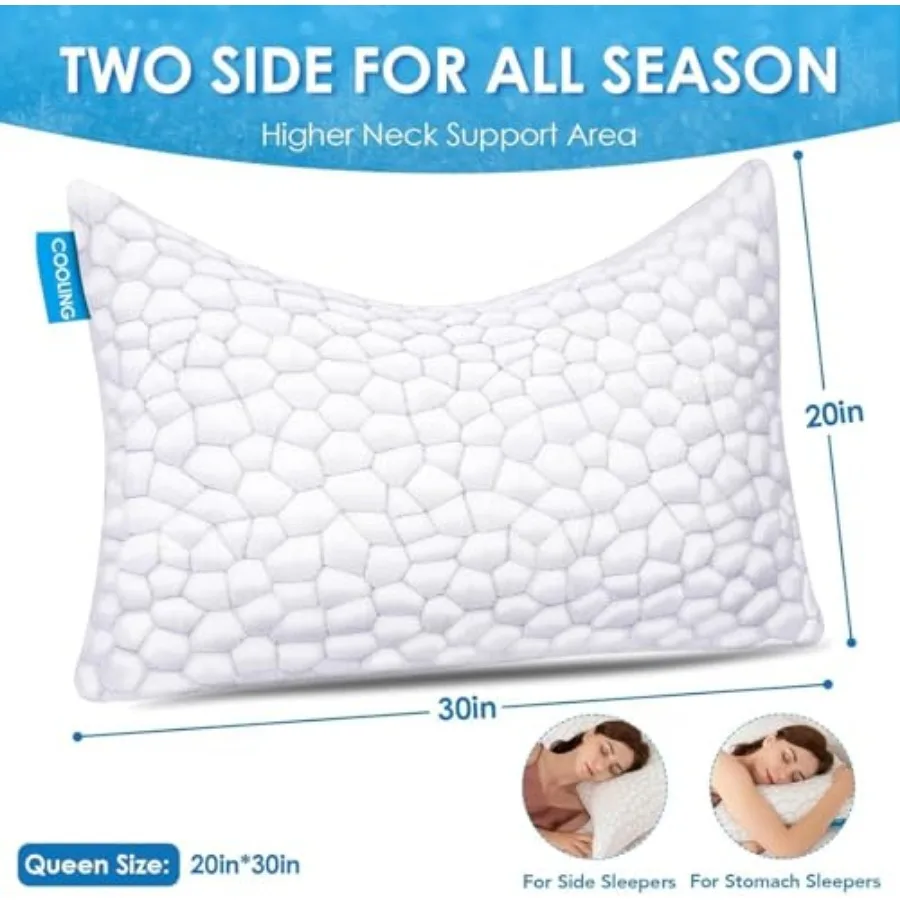 Side Sleeper Pillow for Neck and Shoulder Pain Relief, Cervical Neck Support Pillow for Side Sleepers, Cooling Shredded Memory