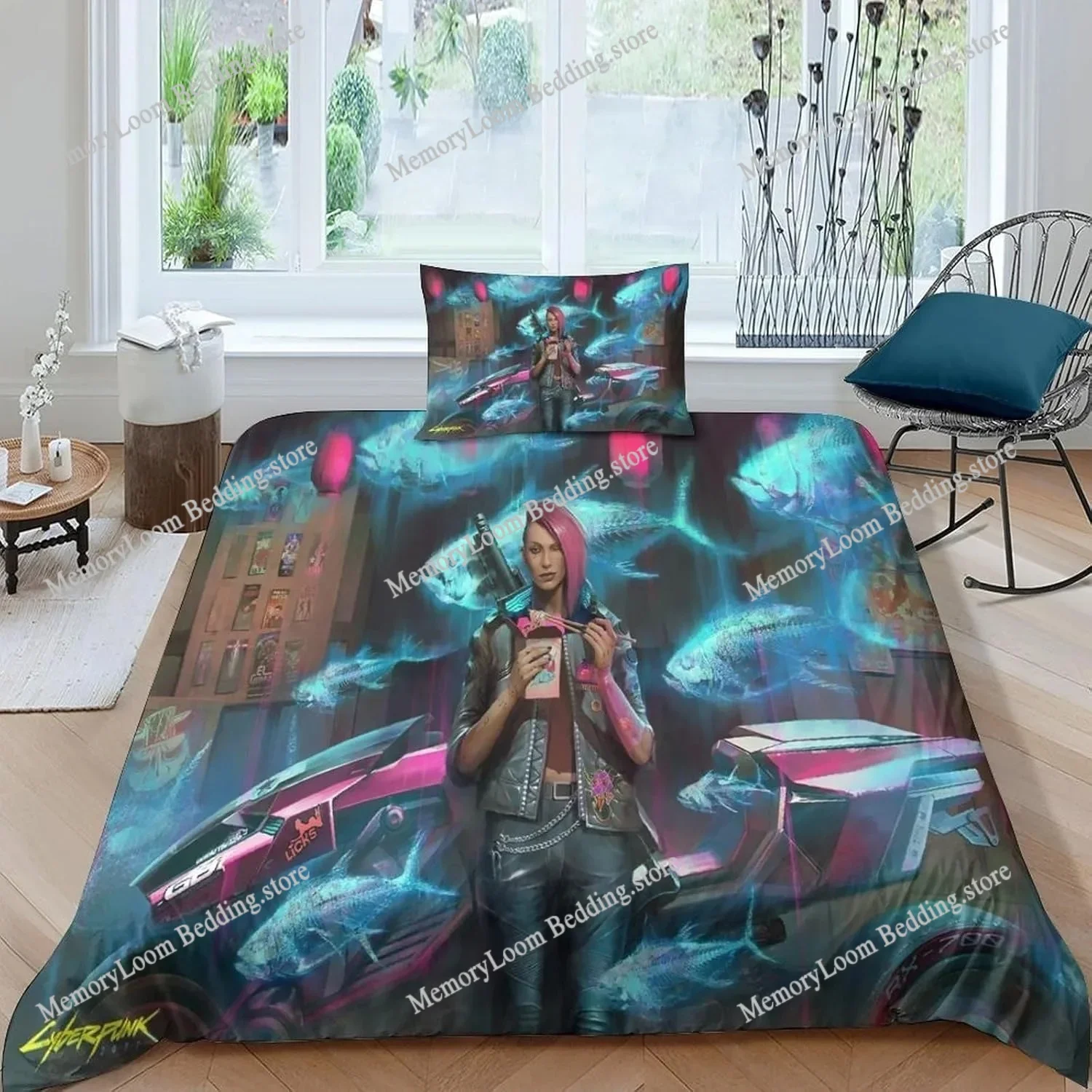 Hot Game Duvet Cover Pillowcase Bedding Set Cyberpunk Adult Boy Girl Bedroom Decoration Children Gift Single Double Large Size
