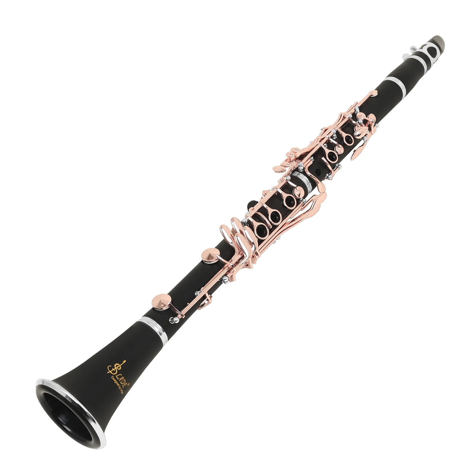 SLADE Bb Clarinet 17 Keys ABS Body Silver or Rose Gold Keys Profession Woodwind Instrument with Case for Practice Performance