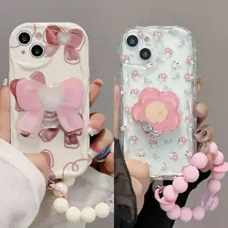 Phone Case For Xiaomi Redmi Note 13 Pro Plus 12 10 11 12S 10S 11S 8 9 Mi 14 POCO X6 M6 Pro Cover Soft Cute Bow Bracket Bracelet