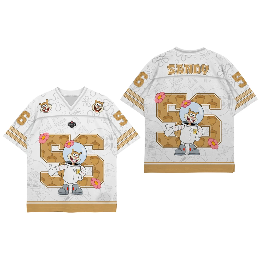 Potdemiel SpongeBob SquarePants Anime 3D Print Rugby Style Jersey Adults Kids T-Shirt Family Summer Casual Hip Hop Streetwear