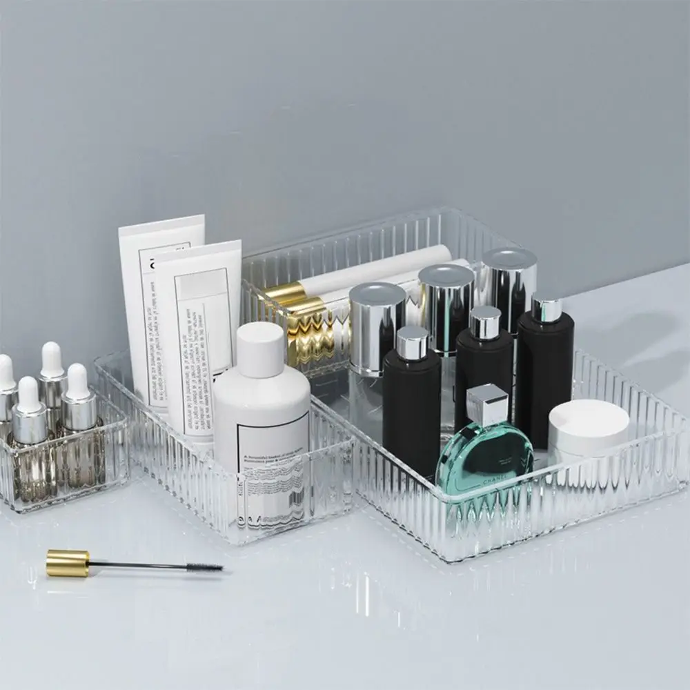 متعددة الوظائف S/M/L/XL مكتب درج المنظمون البلاستيك مستطيل صندوق تخزين غير محدود ماكياج شفاف المنظم مكتب المنزل #4
