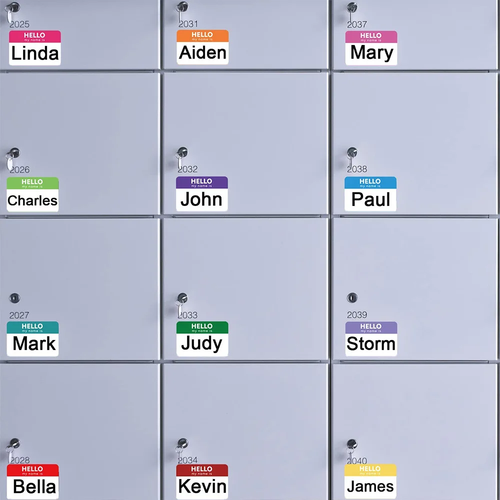 80 قطعة من علامات الأسماء، Hello My Name is ملصقات 6 ألوان، ملصقات ملونة للمكتب والاجتماعات، 3.5 بوصة × 2 بوصة (10 أوراق)