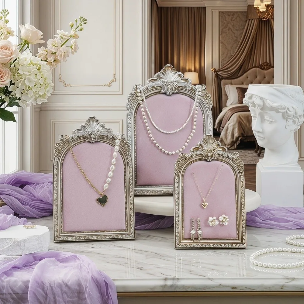 Velvet Lining Jewelry Display Stand Resin Flannel Lining Jewelry Storage Rack Gold Pattern Three-dimensional Pattern