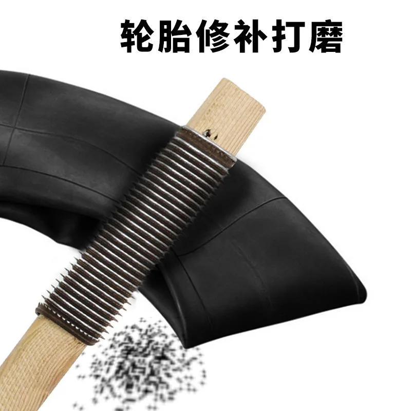 Wooden file Front steel sawtooth solid wood handle, manual DIY coarse tooth wood carving file tire repair and polishing tool