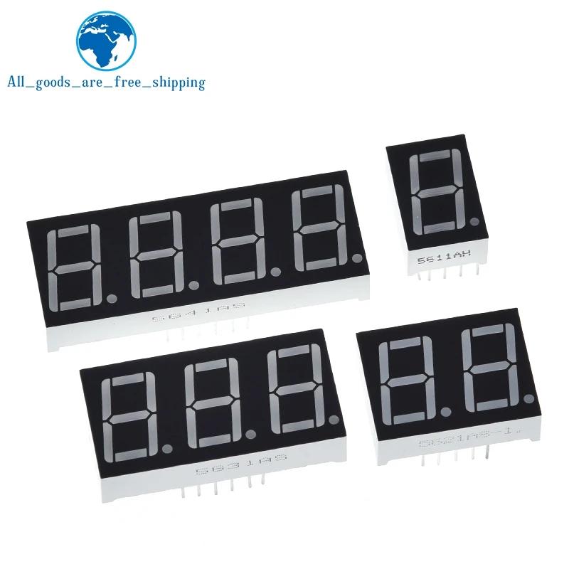 Layar LED 0.56 Inci 7 Segmen 1 Bit/2 Bit/3 Bit/4 Bit Digit Tabung Merah Katoda Umum/Anoda Digital 0.56 Inci Led 7 Segmen
