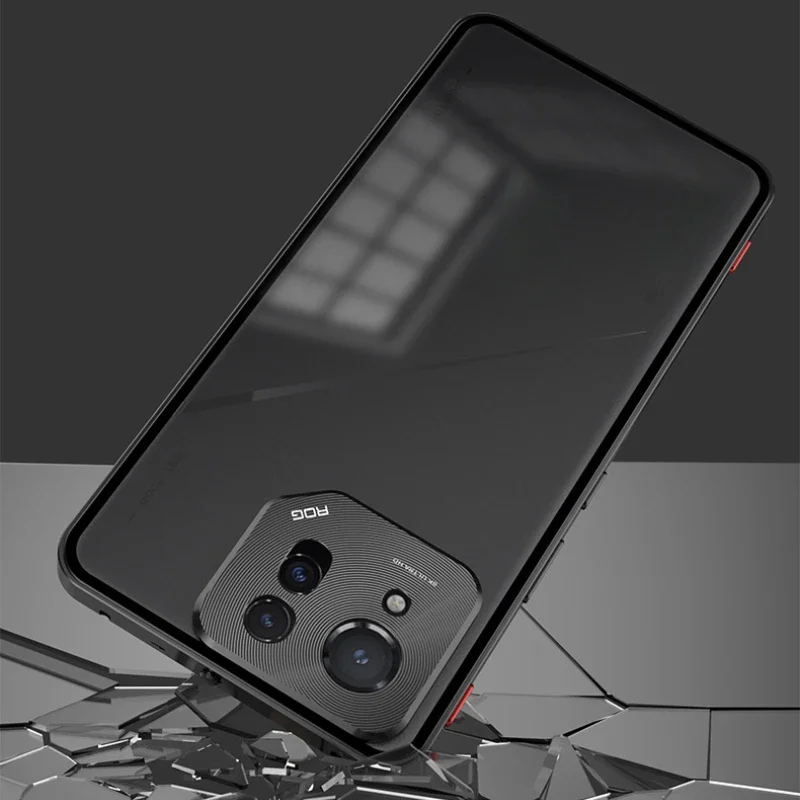 Asus ROG Phone9 8 Pro용 마그네틱 강화 유리 케이스, 합금 금속 프레임 커버, ROG Phone 8 9 9Pro 매트 쉘 Funda