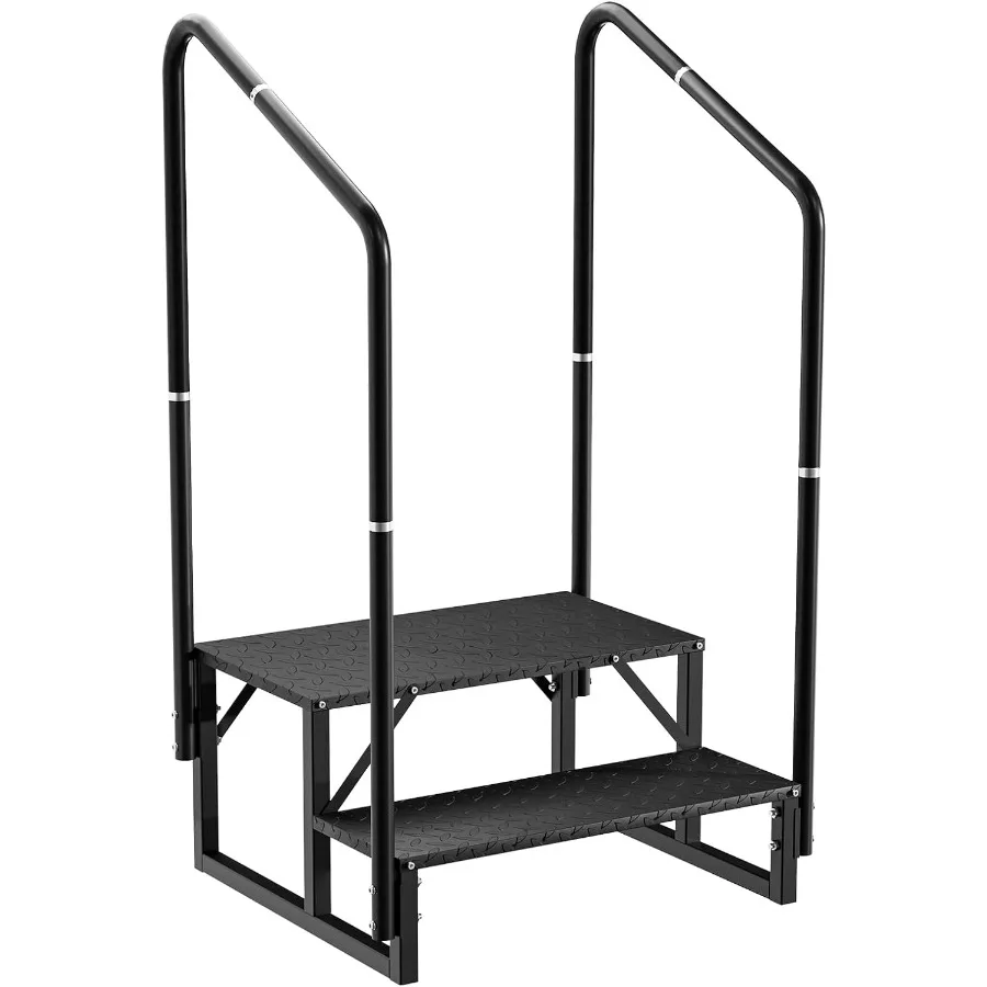 

2Step RV Stair with Handrail for Outdoor Use in RV Trailer Camper and Mobile Home NonSlip Design for Safe Access to Hot Tub Spa
