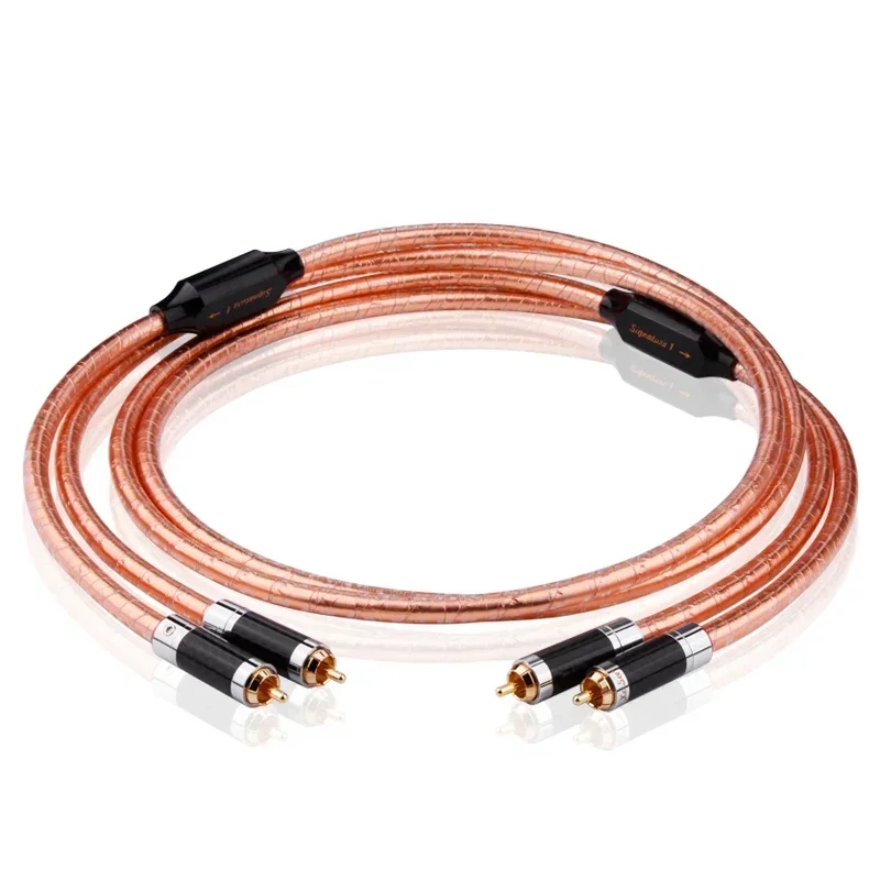

Pair Signature1 RCA Cable Tin Foil Shield Square OCC Copper HiFi Audio Signal Line Carbon Fiber Plug