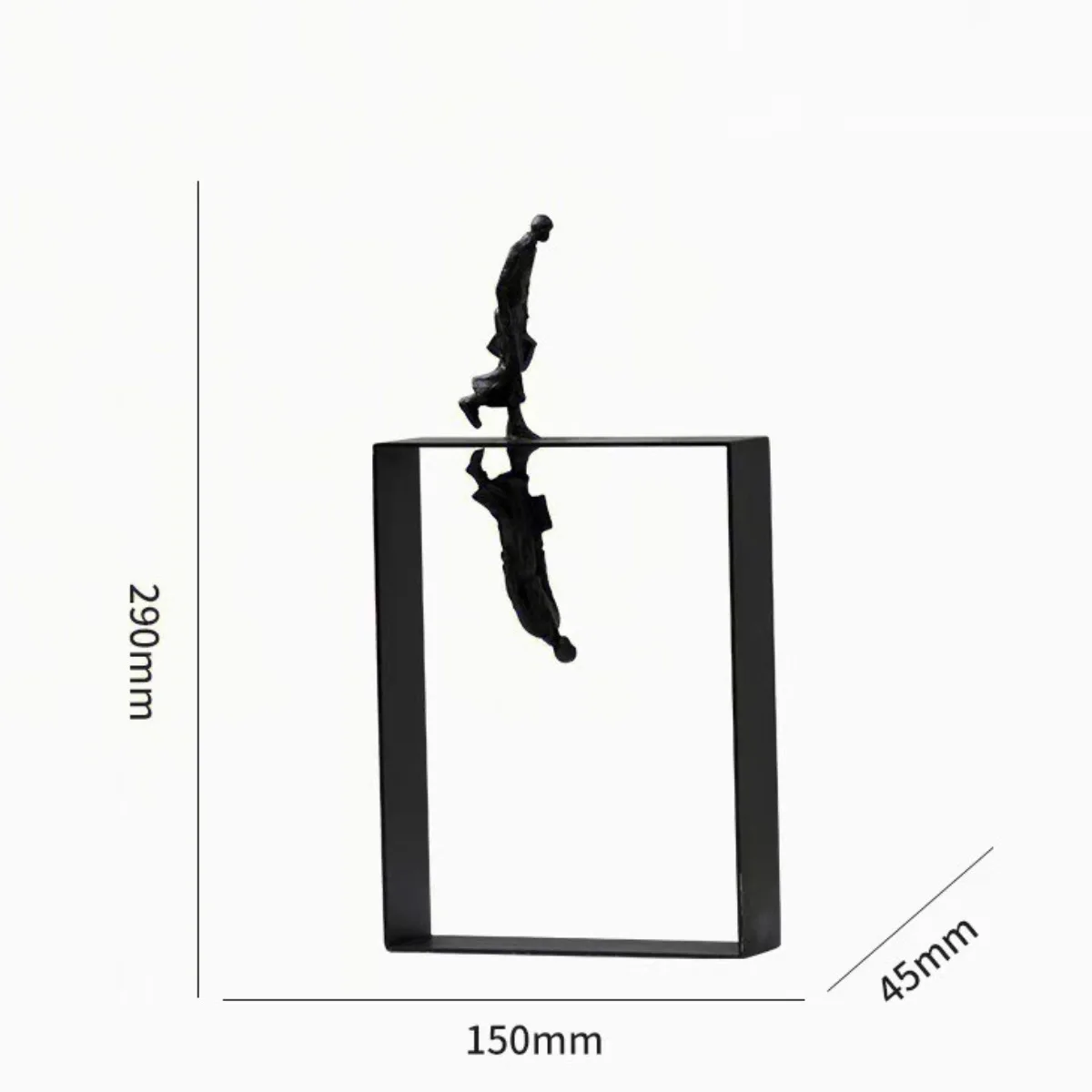 Modern Metal Walking Man Statue Abstract Minimalist Geometric Cast Iron Sculpture Office Desk Home Decoration Art Ornament Gift