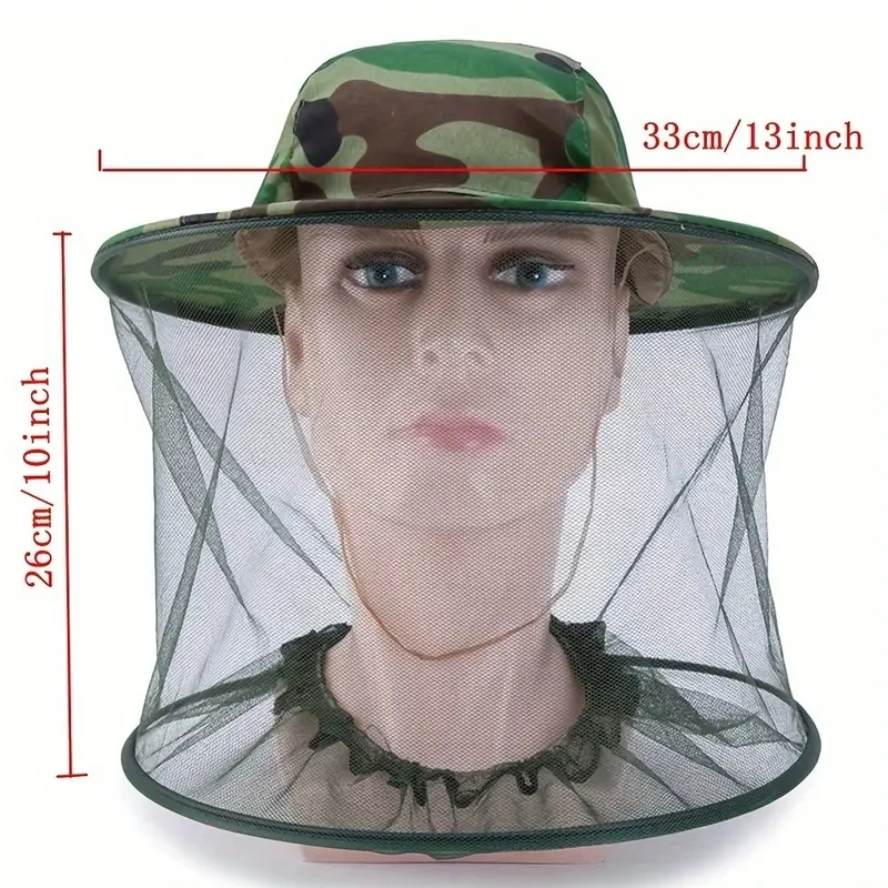 1pc Camouflage Beekeeping Hat with Mosquito Netting - Outdoor Anti-Mosquito Shawl Hat, Ideal for Fishing and Sun Protection, Mad