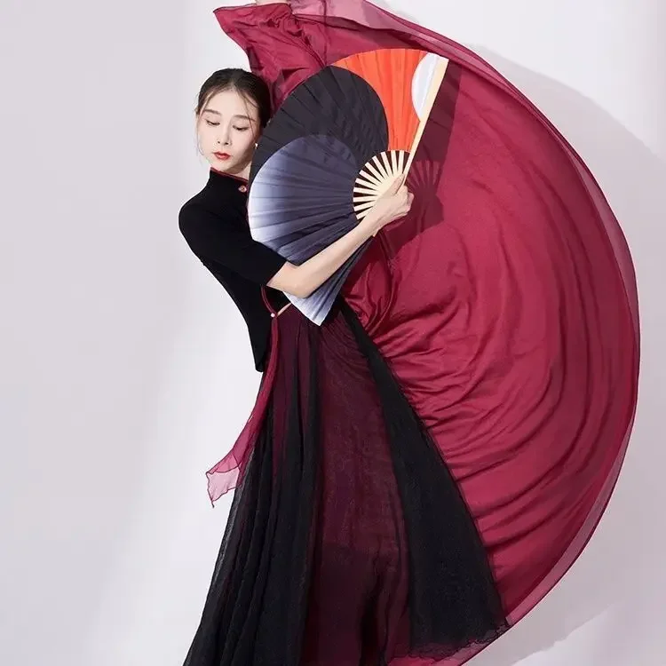 Abito da passione Danza classica che scorre Gonna grande altalena Costume grande Abito in garza rossa Abito Han Gonna lunga Costume da ballo classico