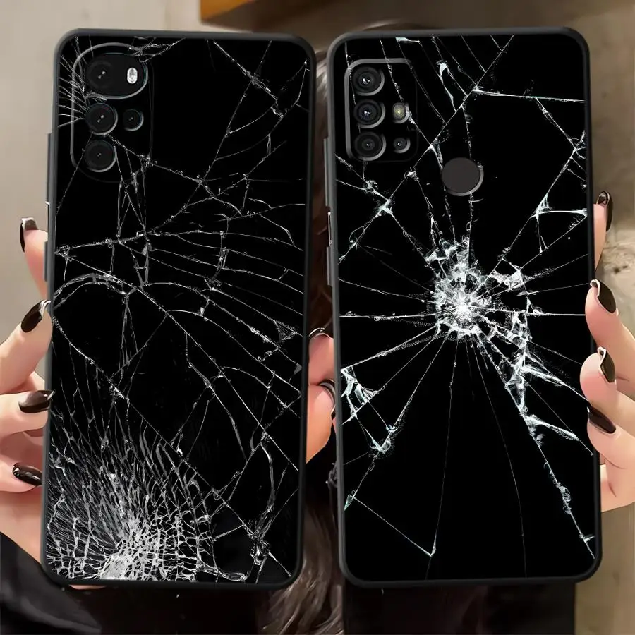 Cracked Glass Pattern Phone Cover Case for Motorola Moto G22 Edge40 G50 G51 G73 G53 G30 G71 G60s Edge 20 Pro 30 Lite G52 G32