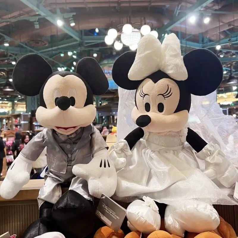 

Hot 45cm Disney Cute Mickey Minnie Wedding Dress Models Plush Stuffed Toys Kawaii Cartoon Couple Dolls To Give Girls Best Gift