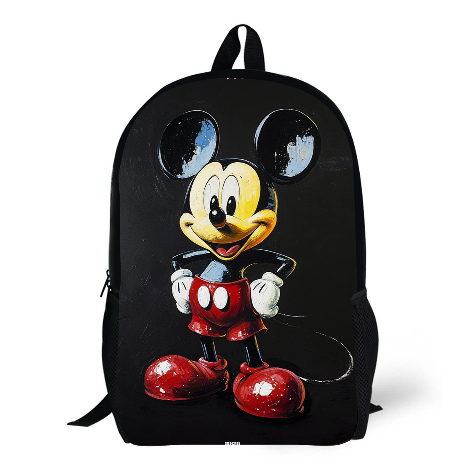 1pc paint textured Mickey Mouse printed backpack, student backpack, gift, suitable for daily commuting use