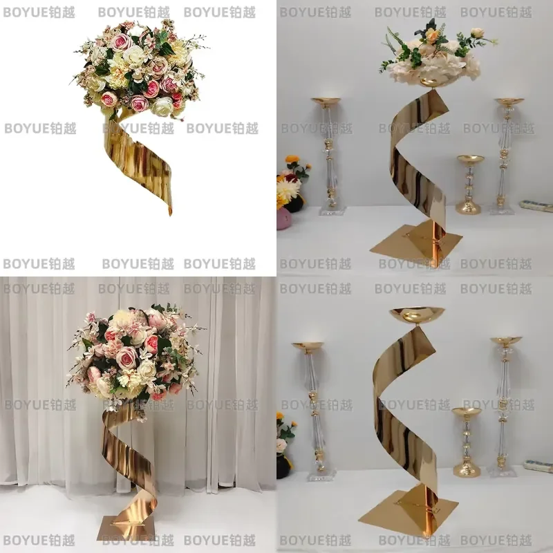 Gold Flower Road Metal Wedding Table Centerpieces Event Party Home Hotel Decoration 10 PCS/ Lot