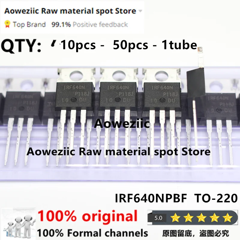 Aoweziic 2024+ 100% New Imported Original  IRF640N IRF640NPBF TO-220 N-Channel MOS FET 200V 18A Hot Sale