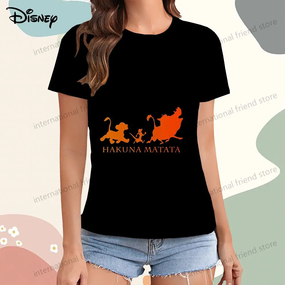 Simba Disney The Lion King T-shirt Women\'s Leisure Summer New Dress Youthful Woman Clothes XS-3XL T-shirts Y2k Short Sleeve Tee