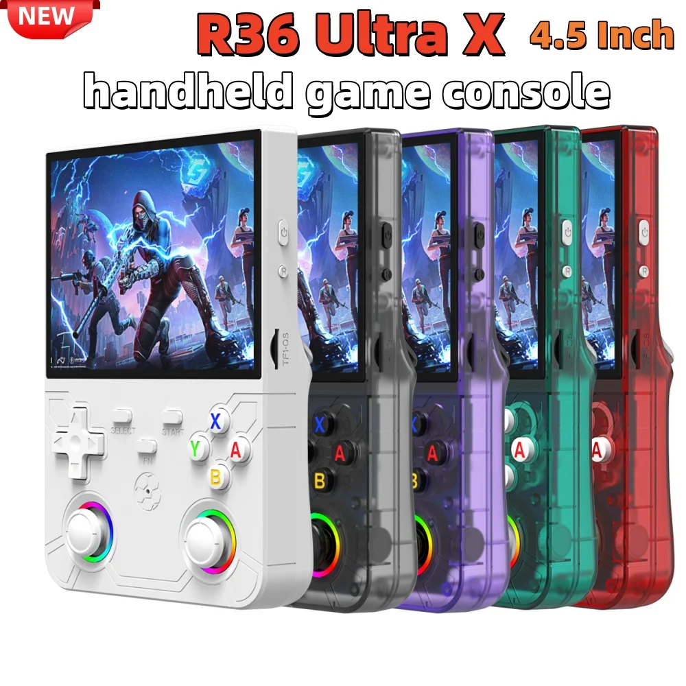 R36 Ultra X Handheld WIFI Game Player 4.5 Inch IPS Screen Open Source Retro Video Player 64G/128G Memory up to 35000+ Games R36S