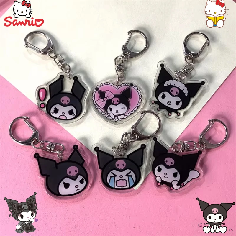 Sanrio Kawaii Kuromi KeyChain Double-sided Transparent Acrylic Girl Bag Pendant Emoticon Girlfriend Children Birthday Gift