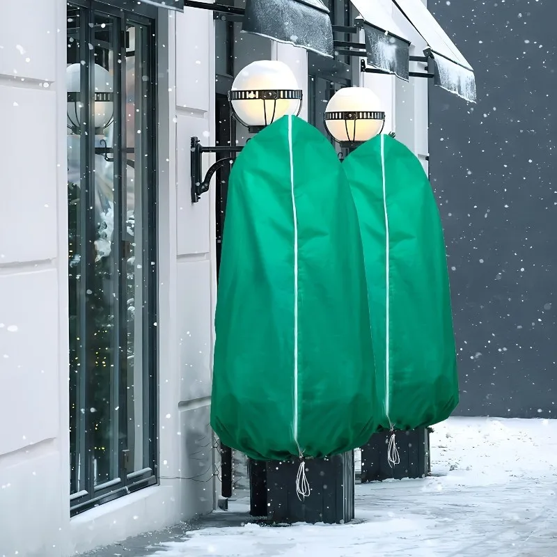 

Большой зимний защитный чехол для растений на открытом воздухе для горшечных растений, с застежкой-молнией и шнурком, зеленая утолщенная сумка для деревьев