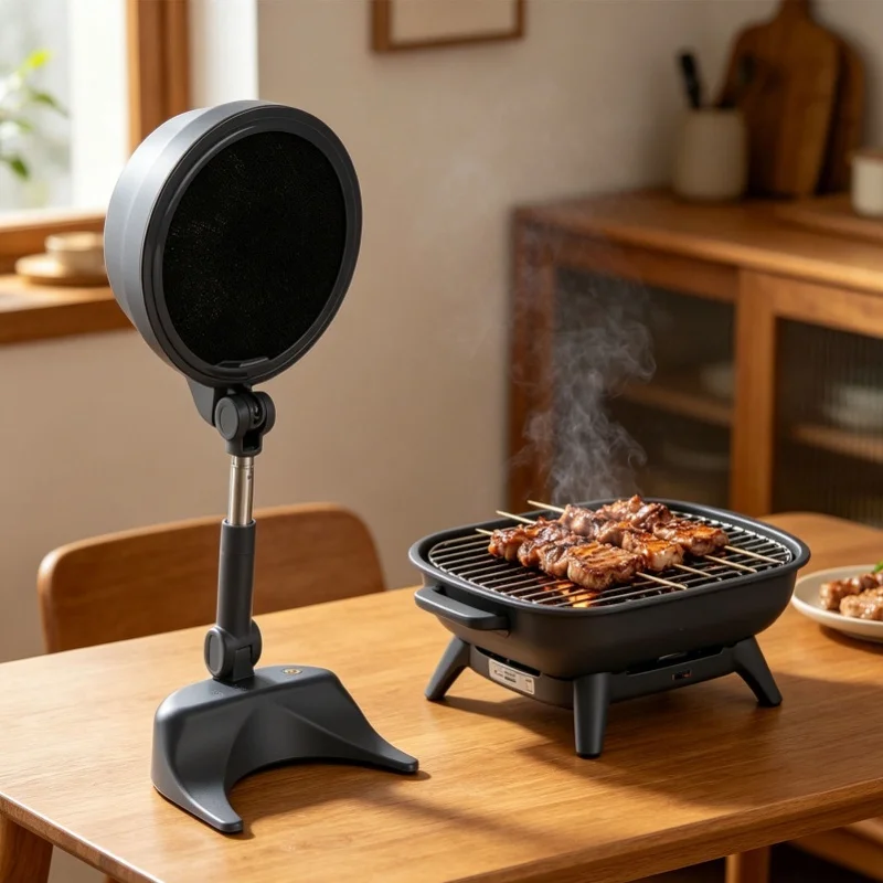 Portable Foldable 3 Speed Range Hood Desktop Kitchen Exhaust Fan With Removable Filter For Indoor BBQ