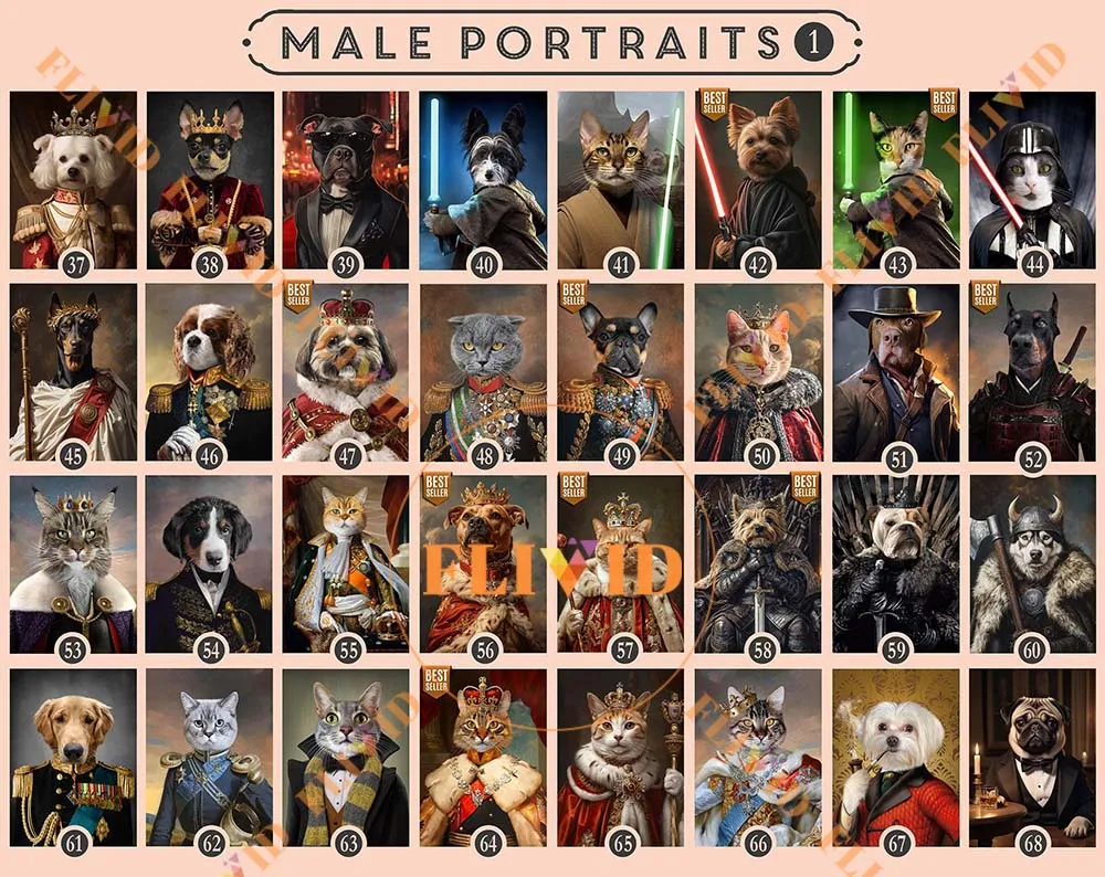 Custom President Cat Dog Animals Posters Gentleman Portrait Poster Wall Art Canvas Painting Wall Pictures For Room Unframed