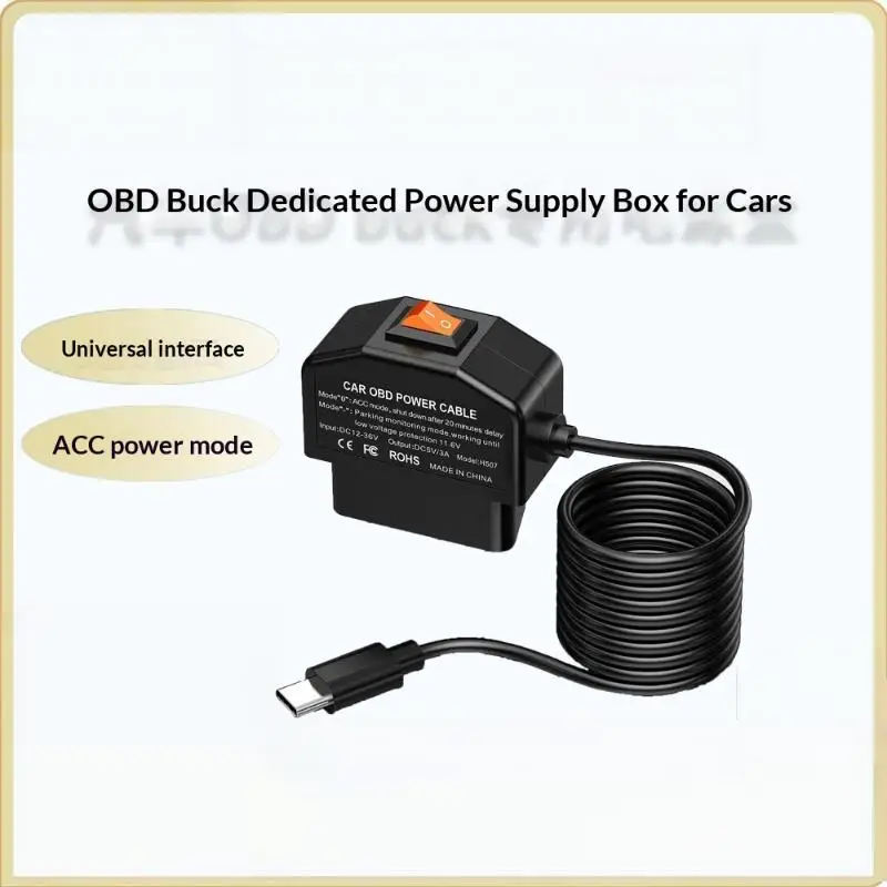Hardwire Kit OBD For Dash Cam With Type C Port Support Parking Mode 12V-24V To 5V Power Cable Low Voltage Protection