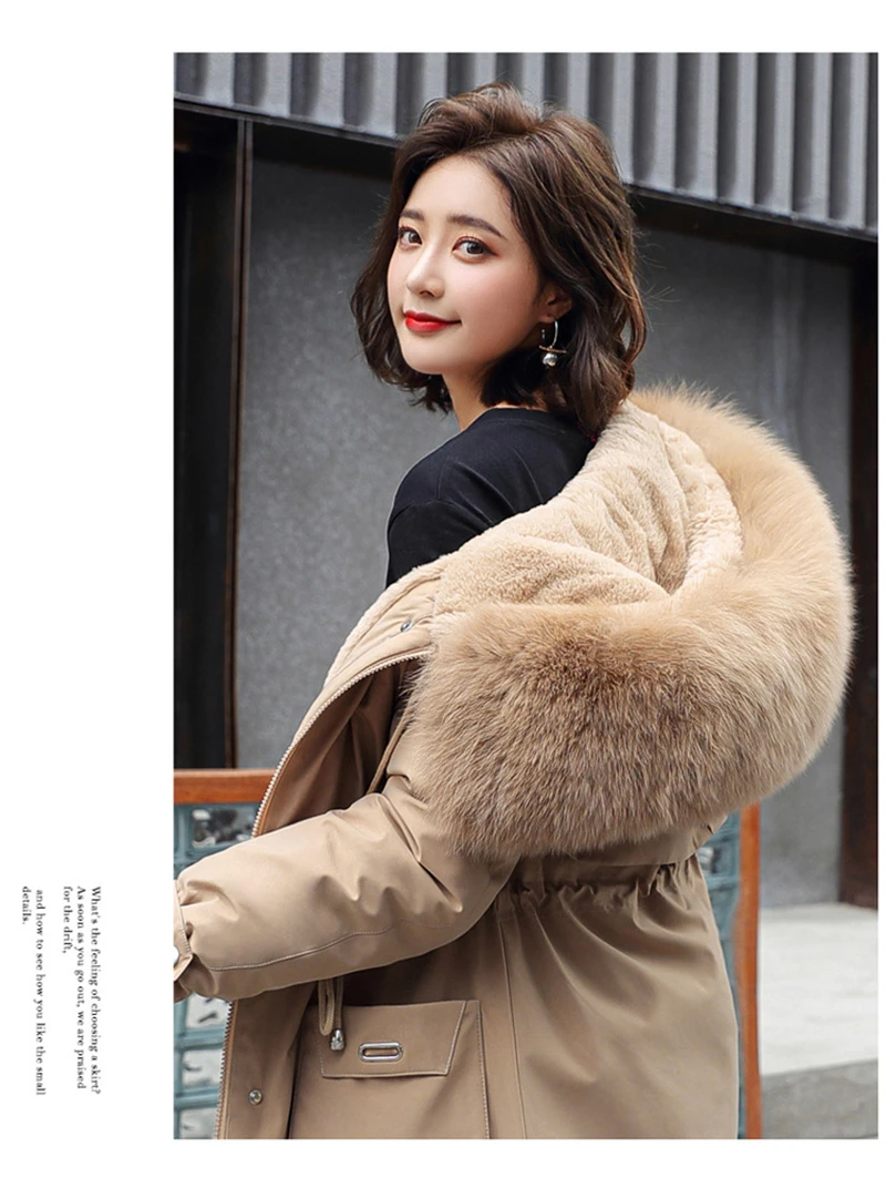 Winter Jacket Coat New Women Parka Clothes Long Coat Wool Liner Hooded Jacket Fur Collar Thick Warm Snow Wear Padded Parka