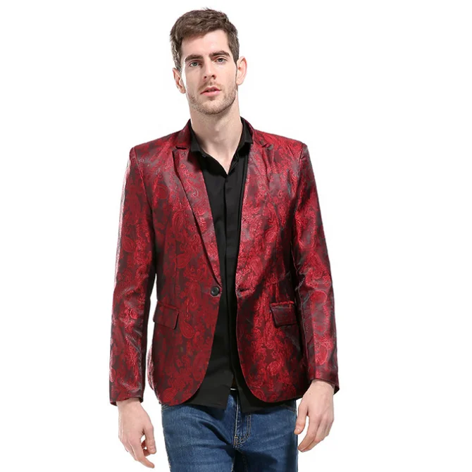 

Men's jacquard suit jacket, single-breasted lightweight fashion business formal wedding party attire casual suit European size
