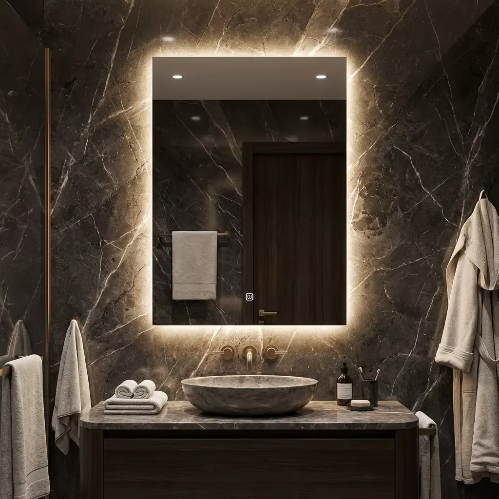 Bathroom Mirror 50x70cm  Defogging Decorative Mirror LED Bathroom Mirror Adjustable Backlight Bathroom Mirror ﻿