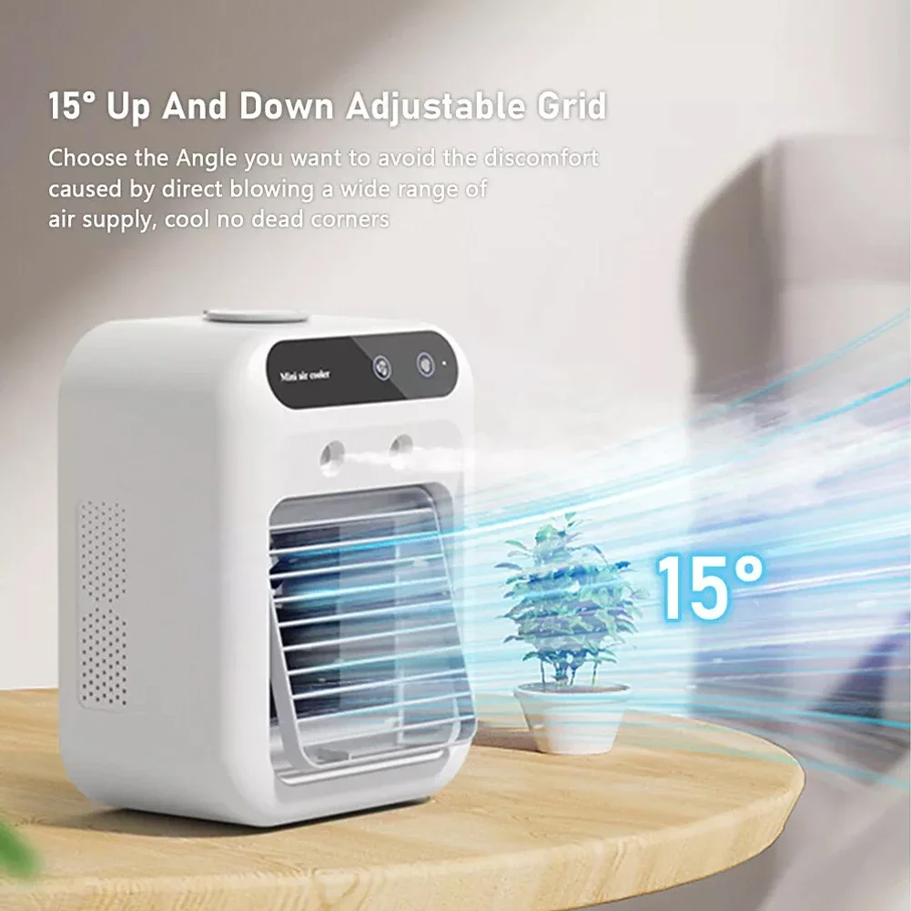 

Mini Fan Portable Air Conditioner 2 Speeds Rechargeable USB-Ultrasonic Double Atomization Desk Air Cooler With 500ml Water Tank