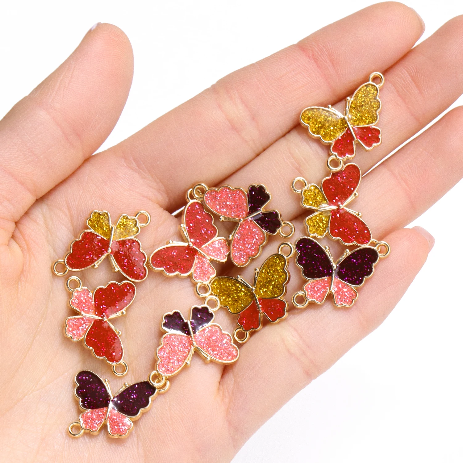 

10Pcs Multicolor Oil Drip Butterfly Pendant Connectors For Jewelry Making Cute Enamel Alloy Charm Diy Necklace Bracelet Crafts