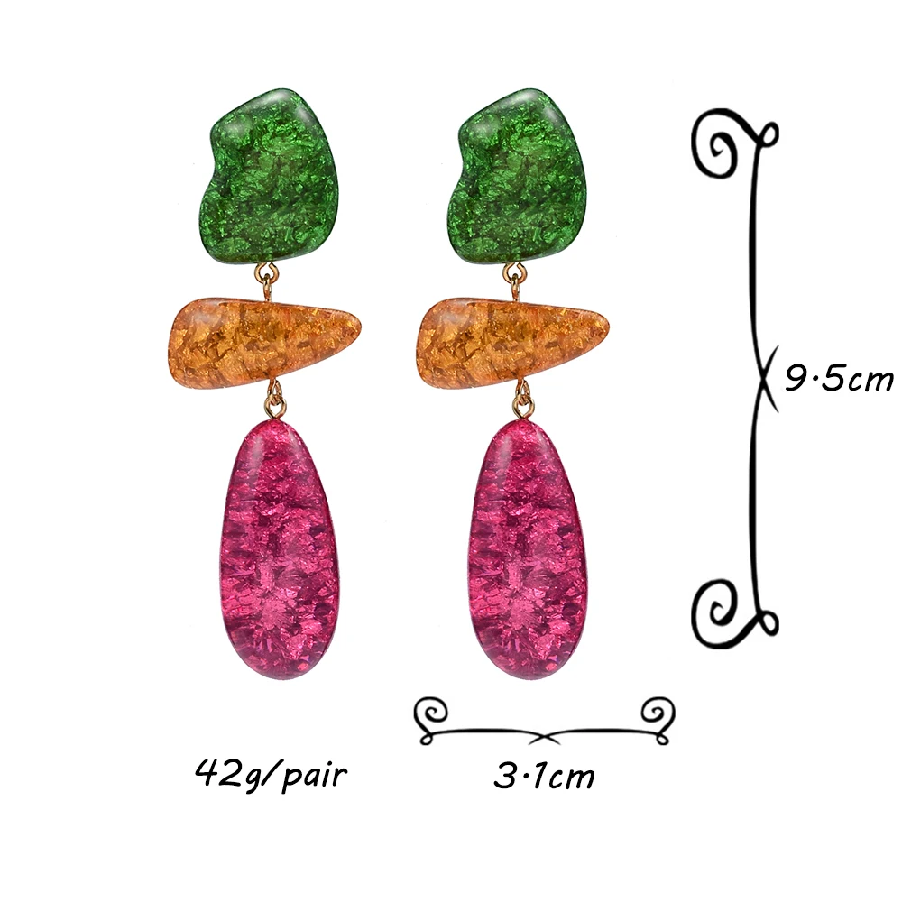 Fashion Irregular Geometric Resin Drop Earrings For Women Hot Design Acrylic Dangle Earrings Charm Pendientes Wholesale