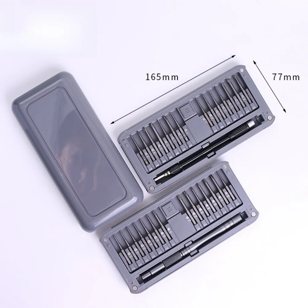 Magnetic 30-in-1 Precision Screwdriver Featuring Slide-to-Open Design and Bendable Extension for Hard-to-Reach Screws in Devices