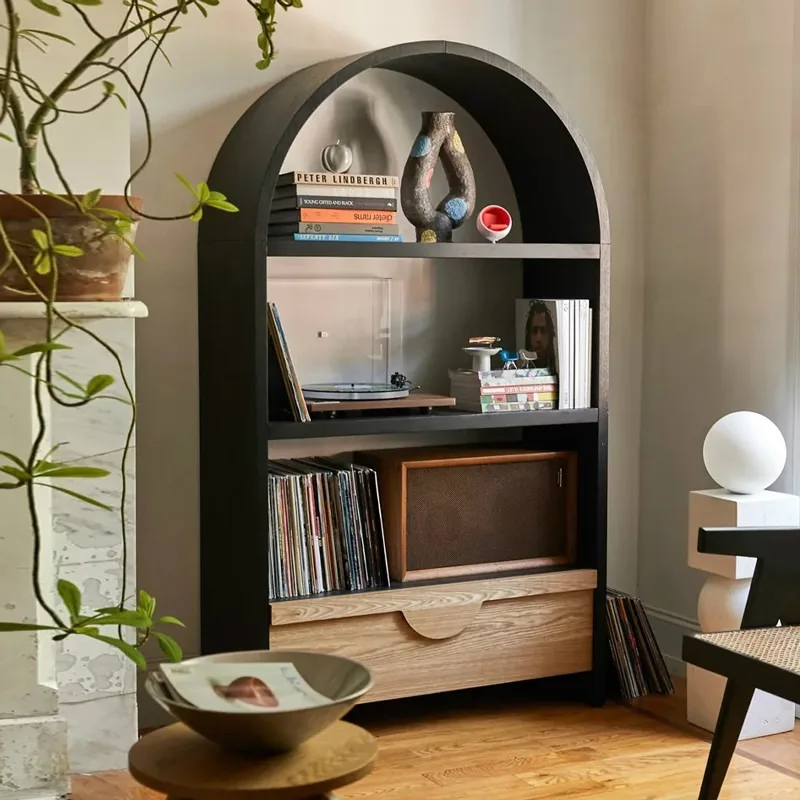Bookcase bookshelf, solid wood dining side cabinet, Nordic wabi wind storage cabinet simple display cabinet