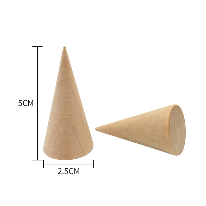 New 5 Pcs/Set Ring Organizer Wooden Cone Creative Ring Holder Jewelry Display Holder