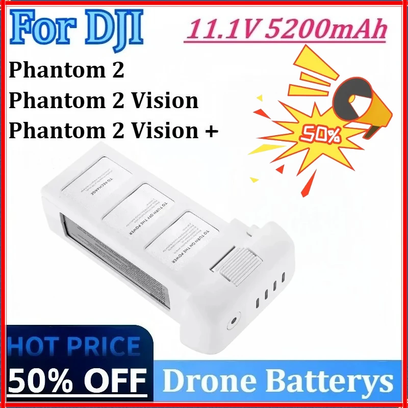 

New 11.1V 5200mAh Drone Batterys for DJI Phantom 2 / 2 Vision/2 Vision + High Capacity Spare Aircraft Rechargeable Batteries