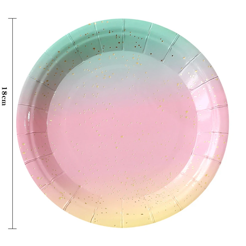 Regenbogen-Geschirrset für Geburtstagsparty-Dekorationen, Regenbogen-Geschirr, Pappteller, Tassen, Servietten, Tischdecke, Abendessen, Einwegartikel – Detail 7