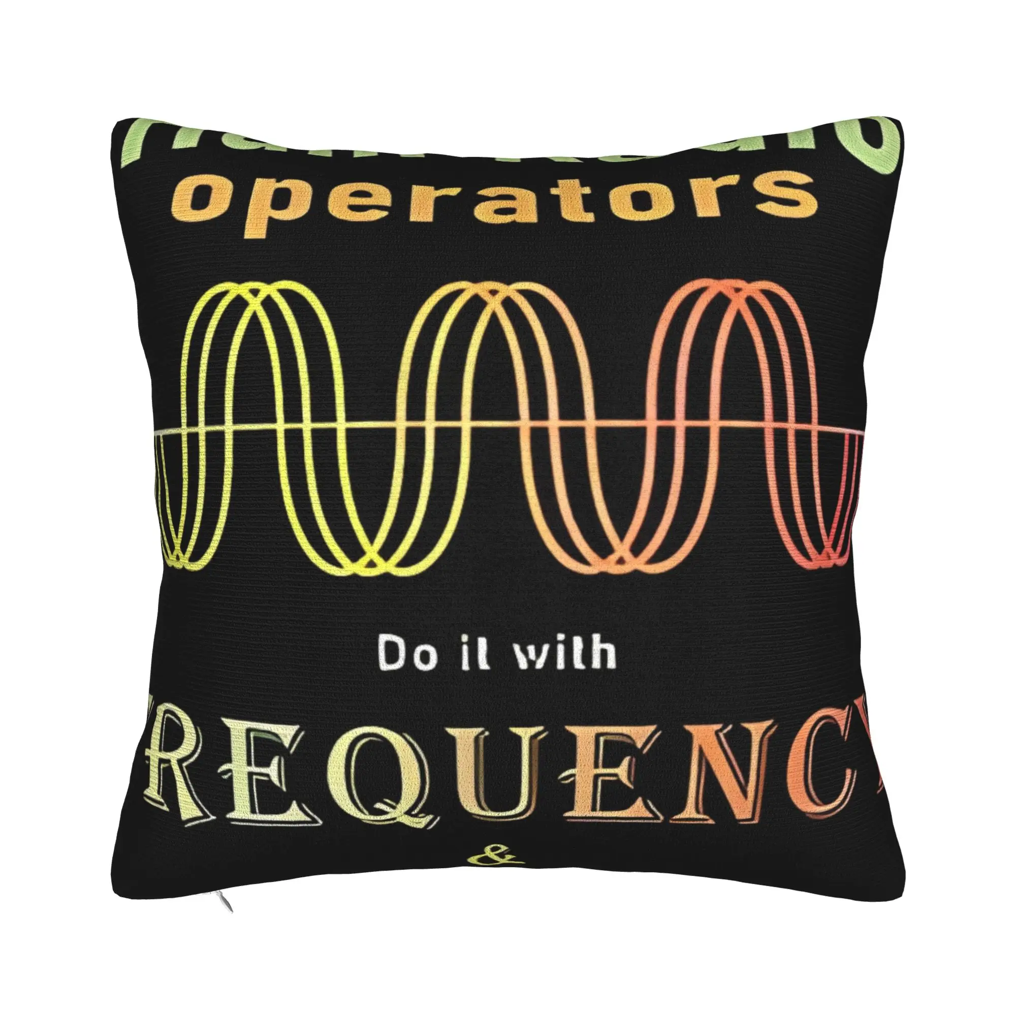 Housse de coussin radioamateur avec fermeture éclair, motif ferme et décoration intérieure pour les fêtes d'hiver, thème radioamateur : Faites-le avec fréquence et amplitude